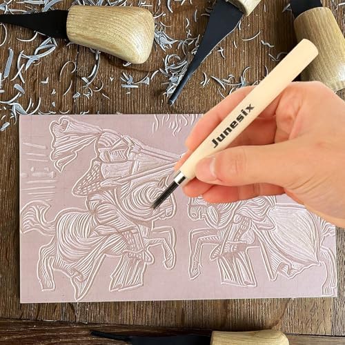 8PCS 4x6 Inch Linoleum Carving Blocks for Printmaking, Rubber Linocut Block Stamp Making Kit with Wood Carving Tools and Rubber Brayer Roller, Soft Stamp Carving Kit for DIY Crafts - Image 7