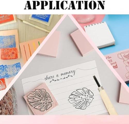 8PCS 4x6 Inch Linoleum Carving Blocks for Printmaking, Rubber Linocut Block Stamp Making Kit with Wood Carving Tools and Rubber Brayer Roller, Soft Stamp Carving Kit for DIY Crafts - Image 8