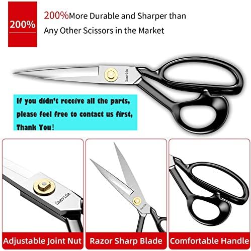 Fabric Scissors Tailor Sewing Shears - 9 Inch Heady Duty Scissors for Fabric Cutting Professional Ultra Sharp Cloth Tailor Scissors Multipurpose Utility Dressmaker Leather Titanium Scissors (9Inch) - Image 4
